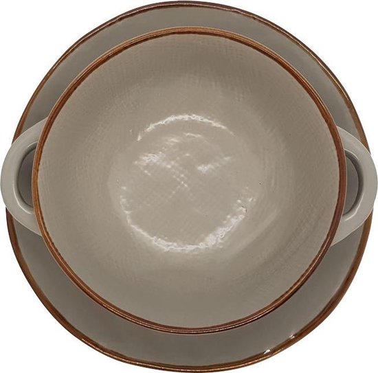 Vivi Oggi - Soup Bowl avec plaque - Set de Services de table - Faïence - Grijs - Italie - Toscane
