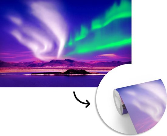 Behang - Fotobehang Noorderlicht - Sneeuw - Natuur - Breedte 360 cm x hoogte 240 cm