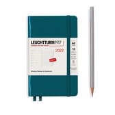 Leuchtturm1917 A6 Pocket Weekly Planner & NoteBook 2022 Hardcover Pacific Green