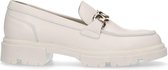 Manfield - Dames - Off white leren loafers met goudkleurige chain - Maat 41