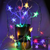 Led lampjes slinger - Sterretjes - 3 meter - 20 lichtjes - Multicolour - Lichtsnoer - Batterij - Knipperfunctie - Slaapkamer - Kerst