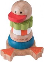 Houten stapelringen eend multicolor 13 cm