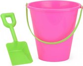 strandemmer met schep 22 cm roze/groen 2-delig