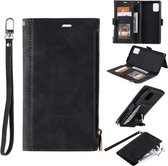 Voor Samsung Galaxy S20+ Side Zipper Back Card Horizontale Flip PU Leather Case met Card Slots & Wallet & Fotolijst & Lanyard (Zwart)