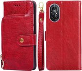 Voor Huawei nova 8 5G Rits Tas PU + TPU Horizontale Flip Lederen Case met Houder & Kaartsleuf & Portemonnee & Lanyard (Rood)