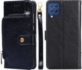 Voor Samsung Galaxy F62/M62 Rits Tas PU + TPU Horizontale Flip Lederen Case met Houder & Kaartsleuf & Portemonnee & Lanyard (Zwart)