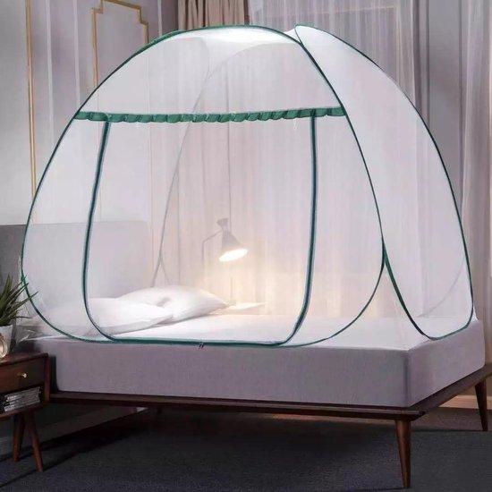 Vervreemden Haat vee Klamboe tent - Inclusief draagtas - 2 persoons - 180x200cm - Groen/Wit |  bol.com