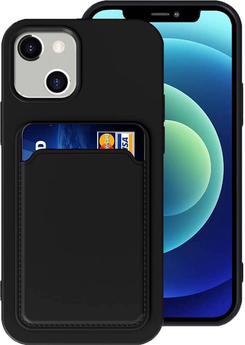 Hoesje met Pasjeshouder geschikt voor iPhone 13 Mini - Zwart