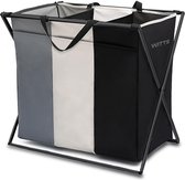 WITTS Wasmand met 3 Vakken - Wassorteerder - Opvouwbaar - 90 L – Aluminium - Mat Zwart