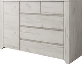 Meubella - Dressoir Aversa - Wit eiken - 119 cm
