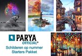 Parya Official - Schilderen op nummer - Volwassenen - Paint by number - DIY - Do It Yourself Paintings - 40x50 cm – Starters pakket – 4 schilderijen - canvas
