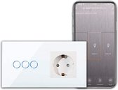 HN® Contactdoos | Wit | WLAN- 3 touch lichtschakelaar met Alexa, Google Home, Smart life app | LED status