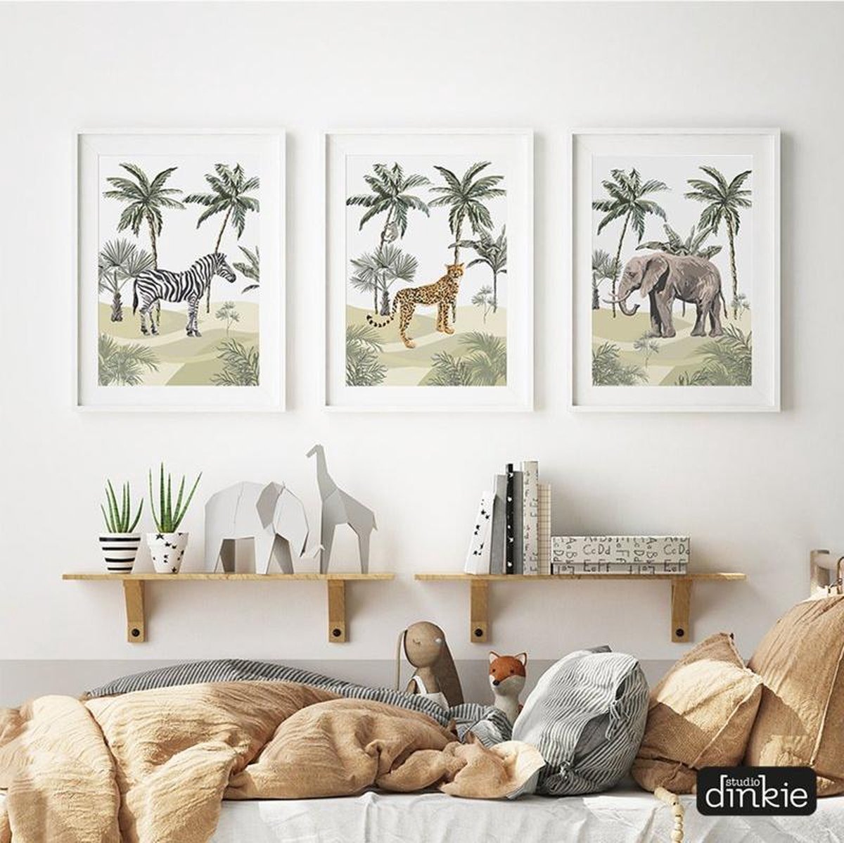 Studio Dinkie Poster a4 Jungle getekend | Olifant | Babykamer | Kinderkamer | Decoratie