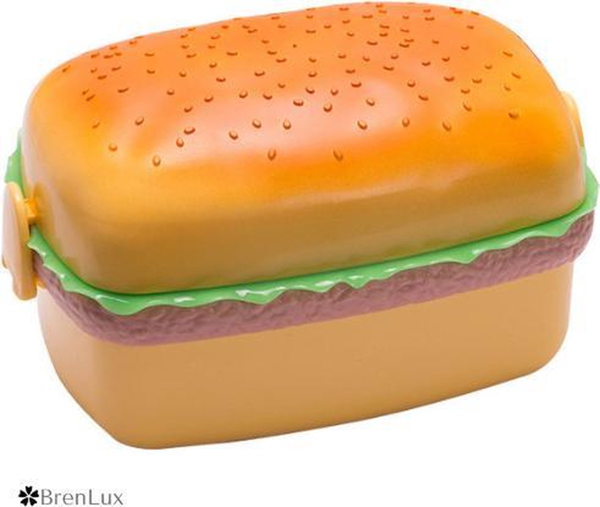 ✿Brenlux® Brooddoos hamburger – Lunchbox - Brooddoos kinderen – Brooddoos voor het werk - Broodtrommel – Brooddoos volwassenen - Stevige lunchbox – Bewaarbrooddoos – Makkelijk te openen en sluiten - Lunch box als grappige hamburger –