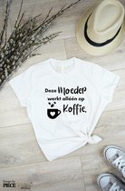 Dames T-Shirt - Mom Koffie - Wit Maat S