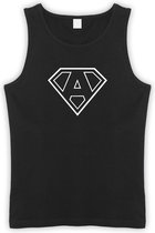 Zwarte Tanktop met letter A “ Superman “ Logo print Wit Size XXXXL