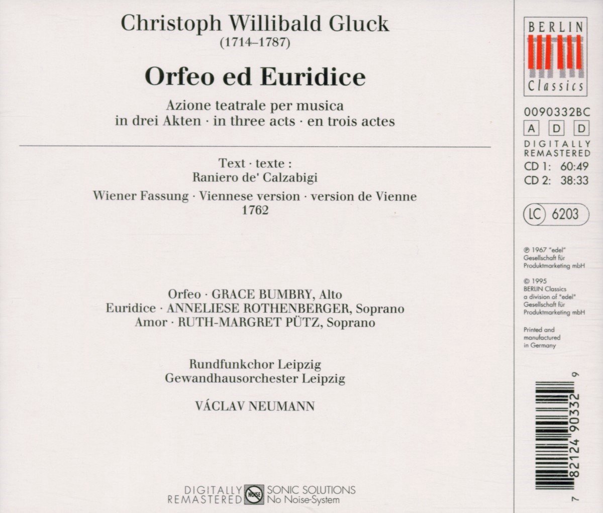 Gluck, Orfeo Ed Euridice (Ga), Diabolus In Musica | CD (album) | Musique |  bol.com