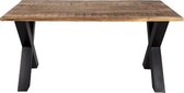 Clayre & Eef Eettafel 160*90*78 cm Bruin Hout, Ijzer Rechthoek Bureautafel Eetkamertafel Tafel