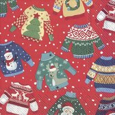 Kerst - Set van 40 servetten Kersttrui - Ugly sweater