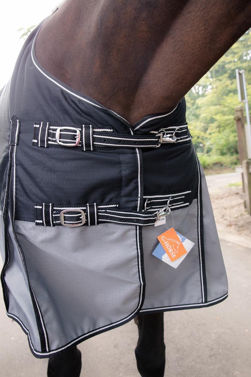 G-Horse - Paardendeken - Outdoor Regen/Winter deken - 0 gram - 105 cm - Zwart/grijs