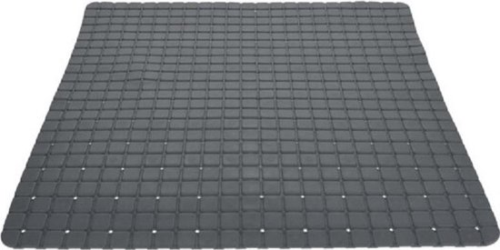 Antraciet grijze anti-slip badmat 55 x 55 cm vierkant - Badkuip mat - Grip mat voor in douche of bad