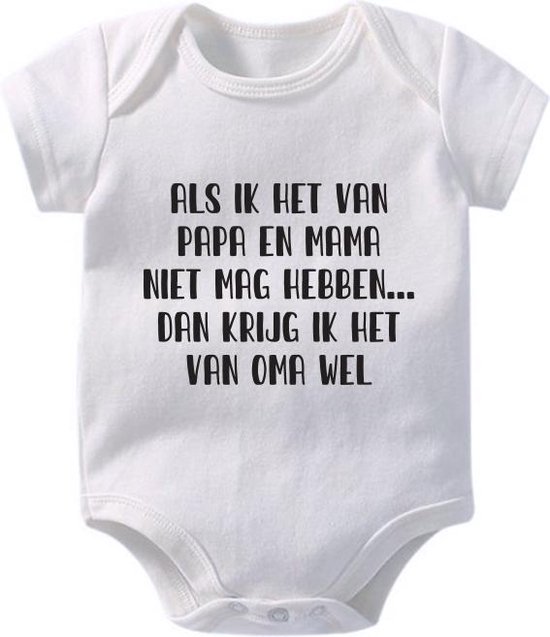 Hospitrix Bébé Romper avec texte "Si maman et papa ne me laissent pas l'avoir... grand-mère me le donnera" | 0-3 mois | Manche courte | Cadeau de Grossesse
