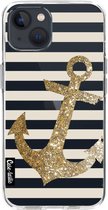 Casetastic Apple iPhone 13 Hoesje - Softcover Hoesje met Design - Glitter Anchor Gold Print