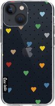 Casetastic Apple iPhone 13 mini Hoesje - Softcover Hoesje met Design - Pin Point Hearts Transparent Print