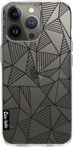 Casetastic Apple iPhone 13 Pro Hoesje - Softcover Hoesje met Design - Abstraction Lines Black Transparent Print