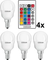 4 stuks Osram LED kogellamp E14 4.5W/RGBW incl. afstandsbediening