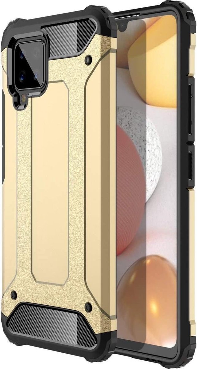 Armor Hybrid Geschikt Voor Samsung Galaxy A42 5G Hoesje - Goud