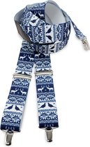 We Love Ties Bretelles Nordic Folk, bleu / blanc