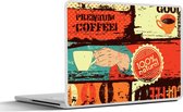 Laptop sticker - 14 inch - Koffie - Vintage - Collage - 32x5x23x5cm - Laptopstickers - Laptop skin - Cover