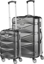 |koffers|reiskoffers|reiskoffer met wielen|reiskoffer 2 delig|TSA Kofferset - 2-delige Trolley 76 & 55cm - Zwart