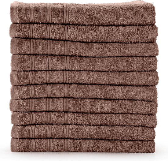 Bamatex Home Textiles - Collectie MANCHESTER - Badgoedset - 5 handdoeken 50 x 90 cm en 5 badhanddoek - 70 x 130 cm - CHOCOLATE - 380 gr/m² - gekaarde katoen
