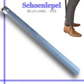 Teskies Schoenlepel Lang 58 cm - RVS - Schoentrekker - Aantrekhulp - 58cm lang - Extra Lang - Roestvrij Staal