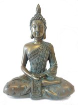 Boeddha Mediterend - Bronsgroene mediterende Boeddha - 18 cm hoog
