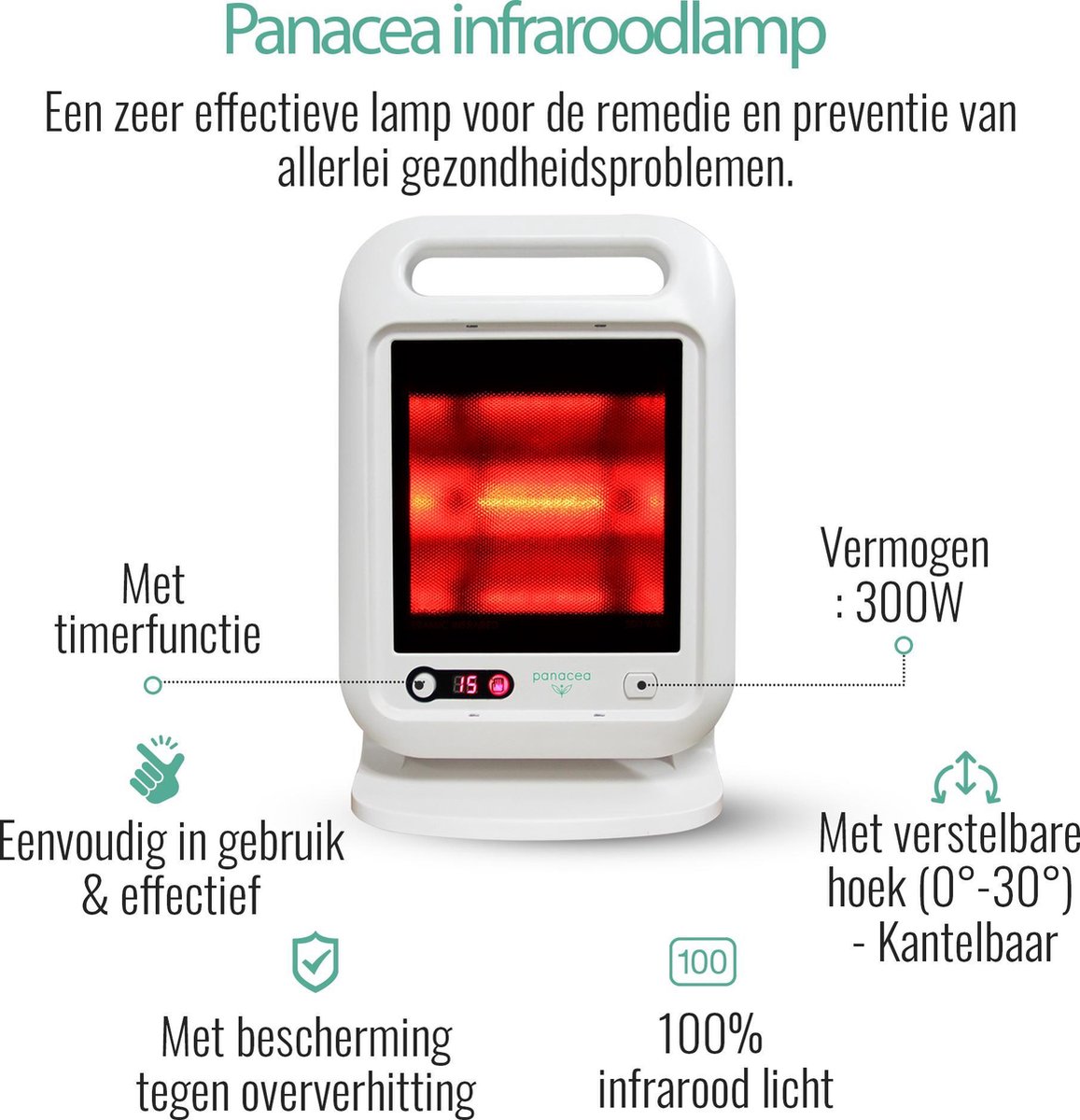Infraroodlamp Warmtelamp voor Gewrichtspijn&Spierpijn Infrarood Lamp-  300Watt -... | bol.com