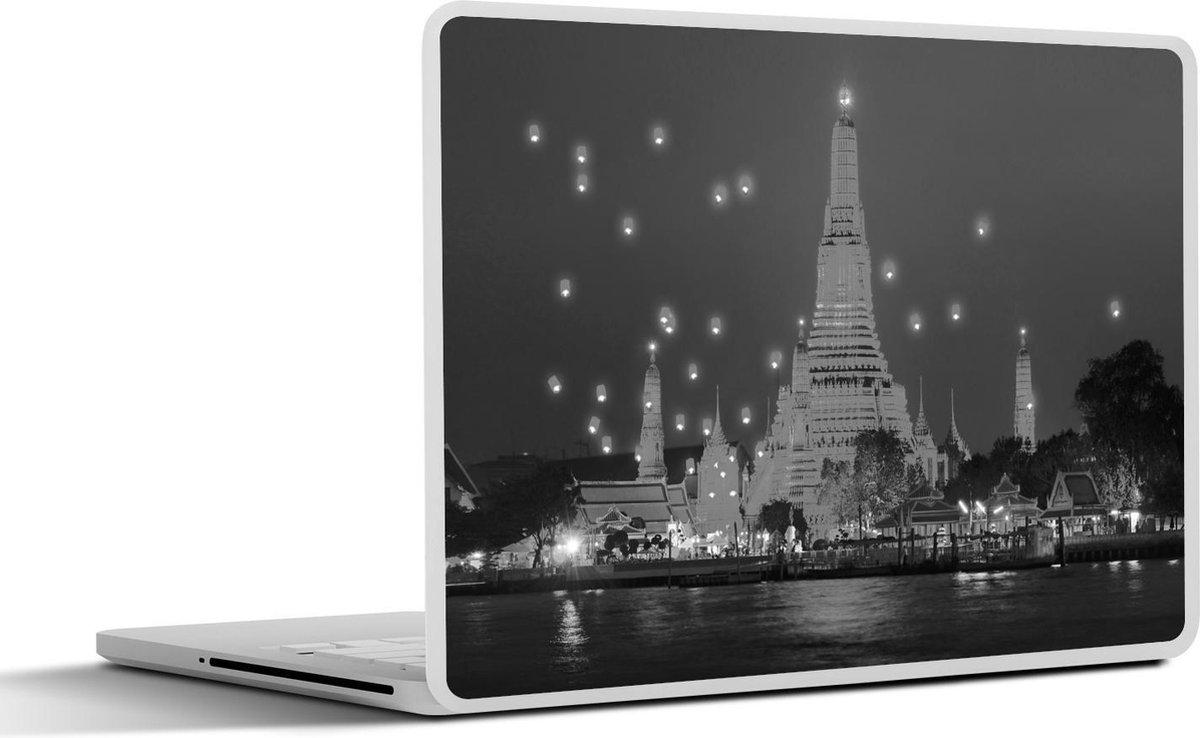 Afbeelding van product SleevesAndCases  Laptop sticker - 17.3 inch - Wat Arun - Tempel - Zwart - Wit