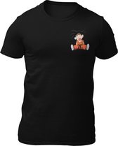 Dragonball Z - Little Goku - Heren T-Shirt - Getailleerd - Katoen - Ronde Hals