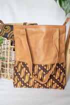 BaliBatiks -Shopper Bag - Leren Tas - Bali - Batik - Bruin