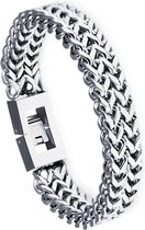 Victorious Zilveren Armband Heren – Gevlochten Zilver en Roestvrij Staal – Zilver – 19cm