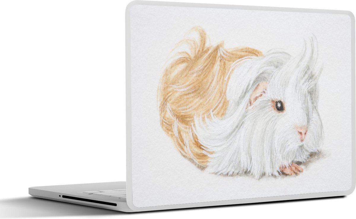 Laptop sticker - 10.1 inch - Een illustratie van een langharige cavia - 25x18cm - Laptopstickers - Laptop skin - Cover