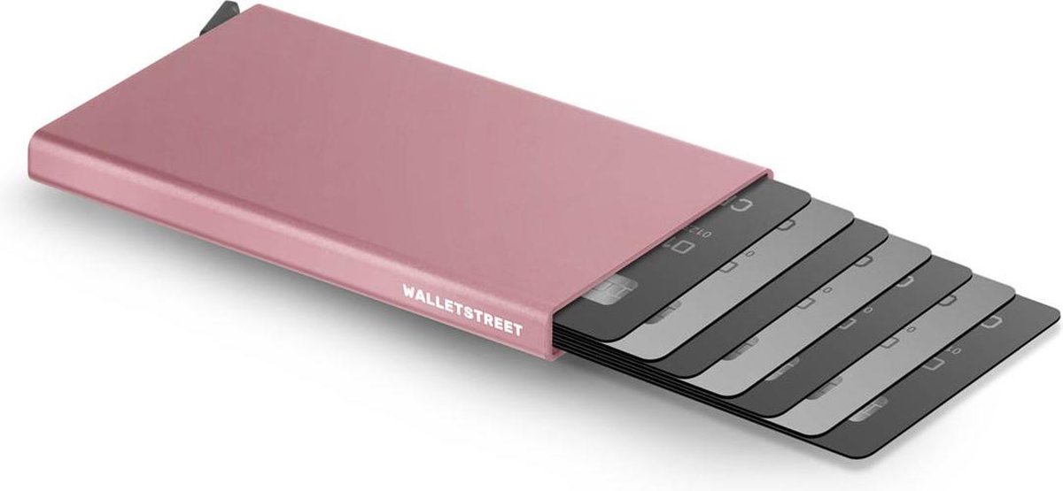 Walletstreet Uitschuifbare Pasjeshouder DS Type -  Walletstreet Aluminium Creditcardhouder Card Protector Anti-Skim/ RFID Card Protector 8 Pasjes – Roze