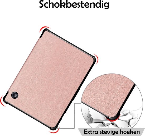 Hoesje Geschikt voor Kobo Libra H2O Hoes Bescherm Hoesje Case Sleep Cover Trifold - Hoes Geschikt voor Kobo Libra H2O Hoesje - Rosé Goud van CaseBoutique — afbeelding 4