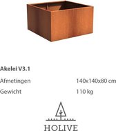 HOLIVE - Akelei V3.1 afm. 140x140x80 cm.  Cortenstalen plantenbak bloembak cortenstaal