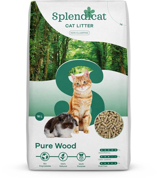 Litière pour chat en Wood naturel Splendicat revêtement de sol en grain de  bois18 litres | bol.com