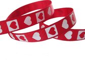 Valentijn Lint 10mm (1cm) | Grosgrain Lint | Lint met Harten | Rood Wit Geblokt | Bruiloft Lint | Cadeau Lint | Rol: 5 Meter