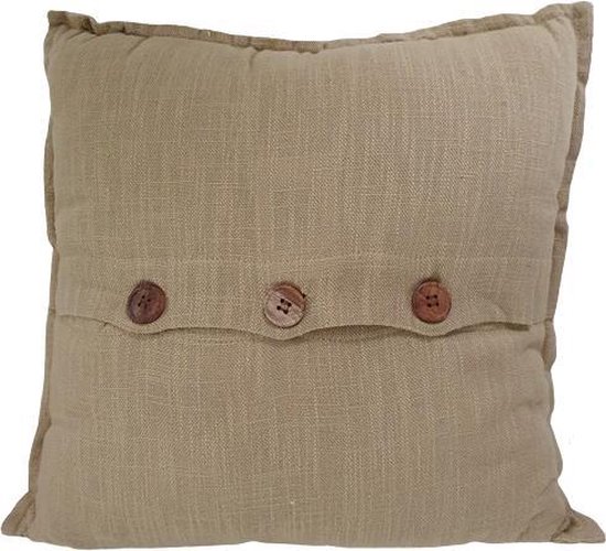 Kussen - Sierkussen - Beige - Bruin - Knopen - Woonaccessoire - 45x45 cm