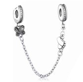 Tracelet - Veiligheidskettingen voor bedelarmband - Vlinder Veiligheidsketting | Met zirkonia | 925 Sterling Zilver - Pandora compatible - Met 925 Zilver Certificaat - In leuke Cad